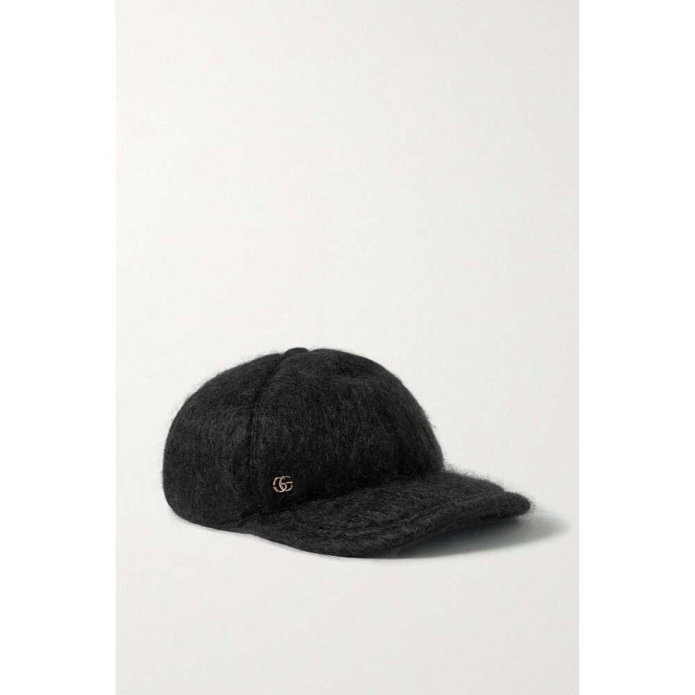 NWT GUCCI MOHAIR-BLEND BASEBALL CAP SZ S BLACK 100% Authentic - Picture 2 of 7